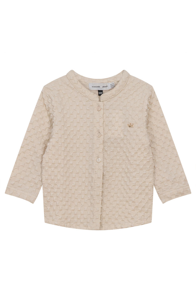 Charlotte & George Puff Textured Woven Button Up Shirt, Main, color, Cream