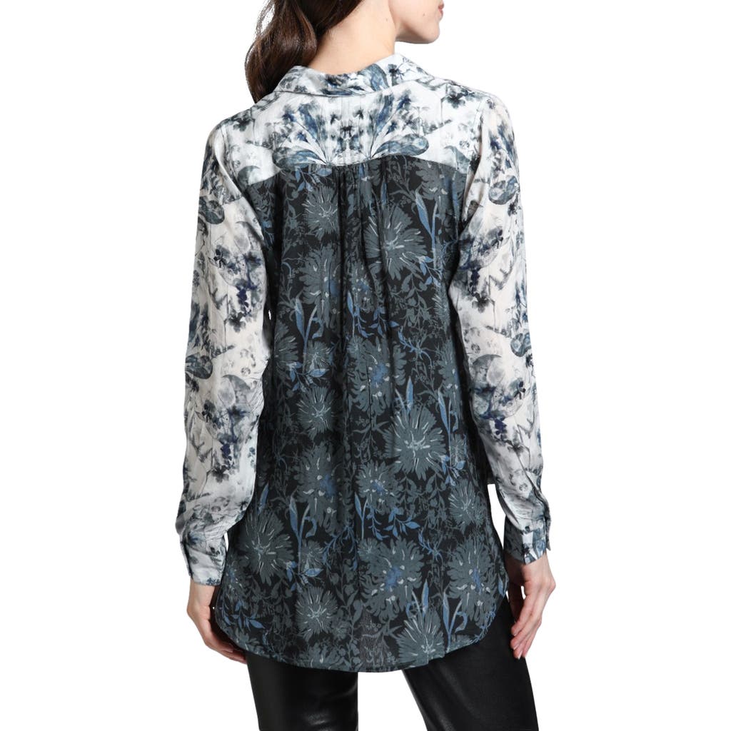 Apny Ikat Print Tunic Top In Natural Multi