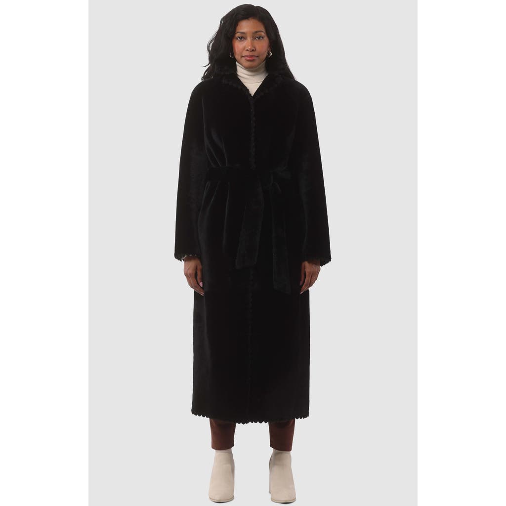 Gorski Reversible Shearling Lamb Long Coat In Black