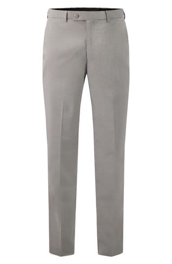 Victor Emmanuel Vince Flat Front Small Check Stretch Dress Pants