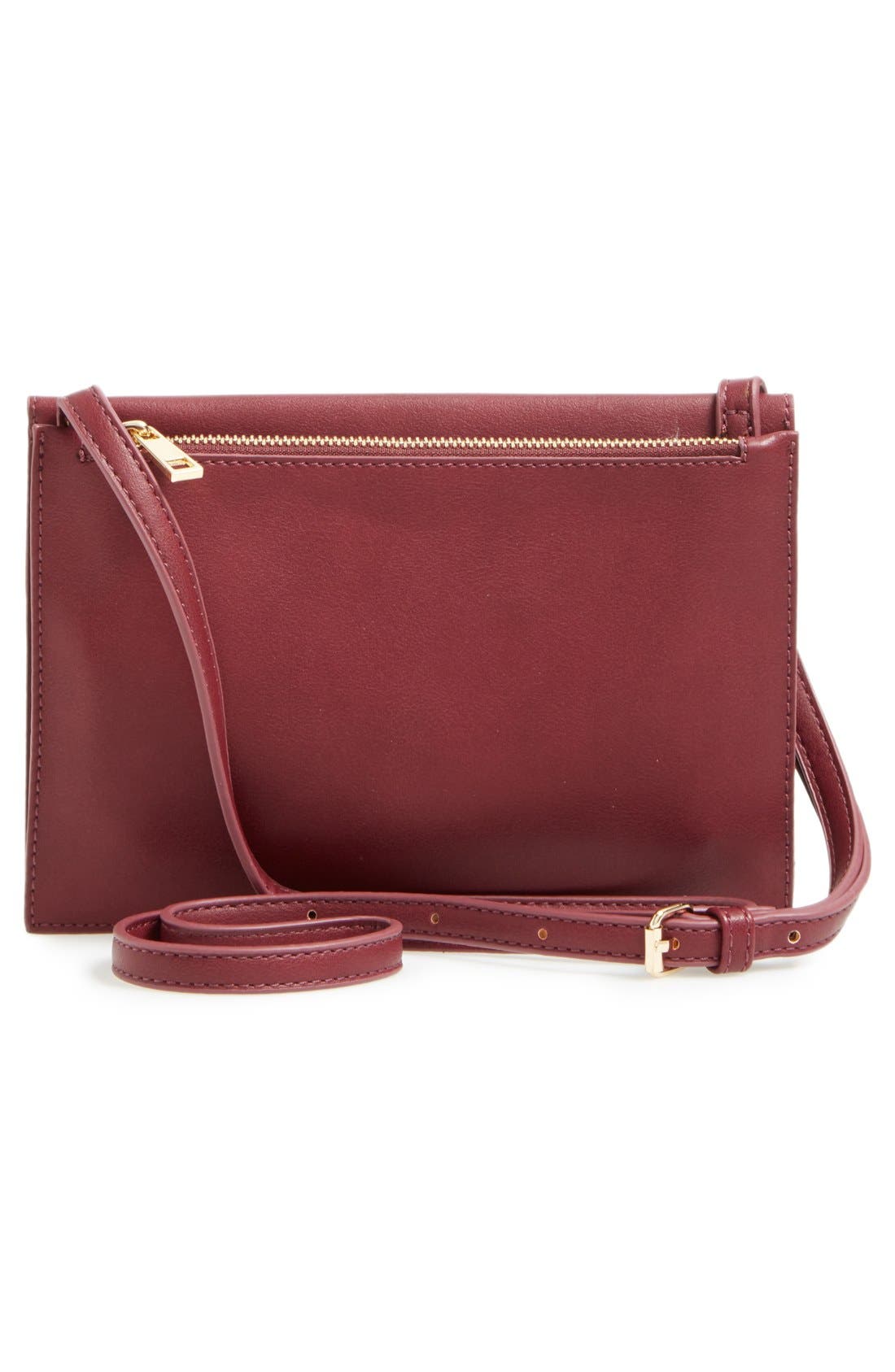 'Vanessa' Faux Leather Crossbody Bag, Alternate, color, BERRY