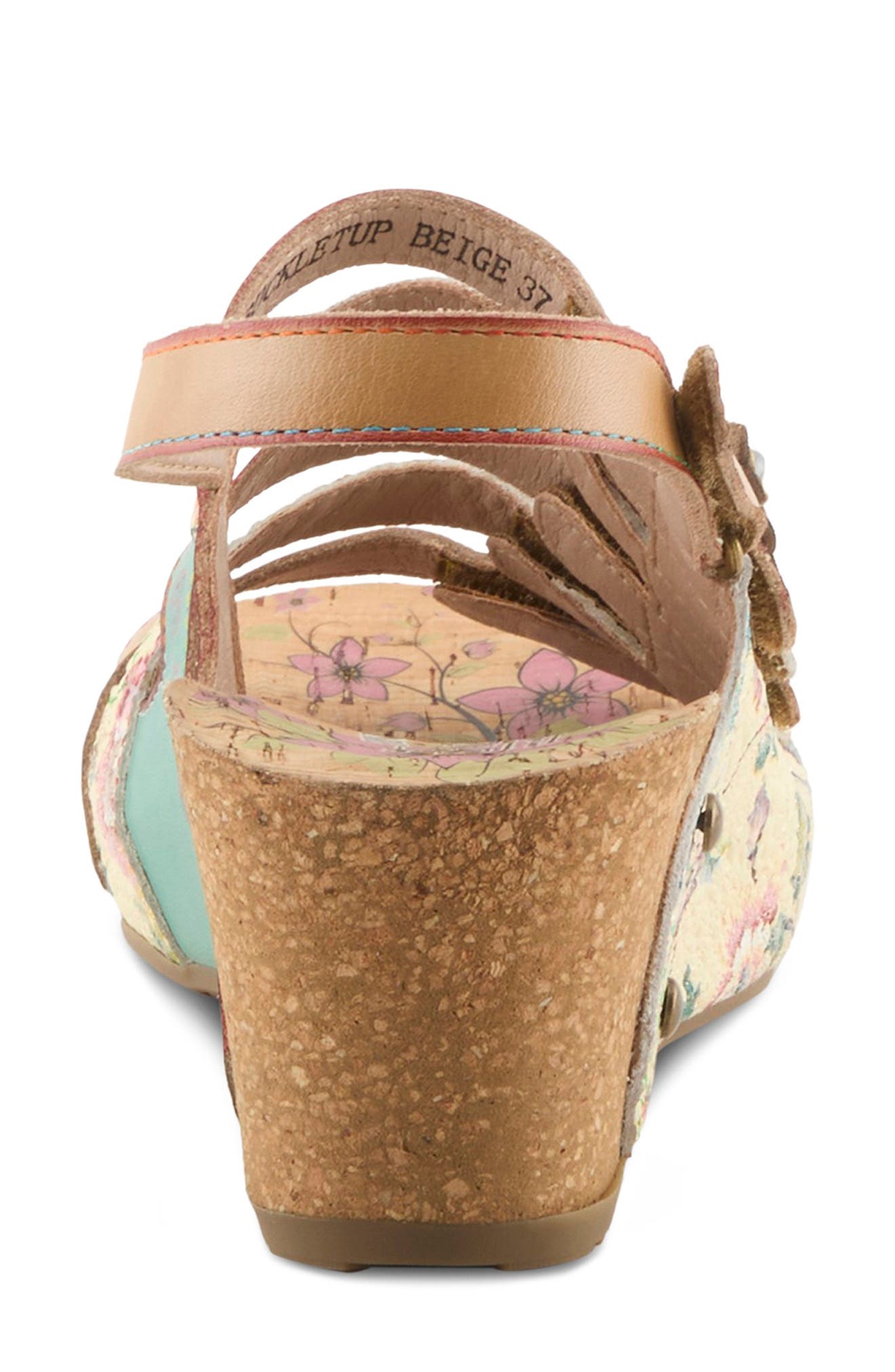 L
Artiste by Spring Step Buckle It Up Strappy Wedge Sandal, Alternate, color, Beige Multi