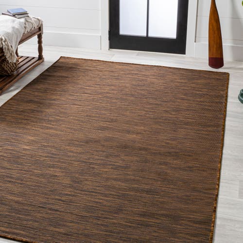 Shop Jonathan Y Ethan Modern Flatweave Solid Indoor/outdoor Area Rug In Brown