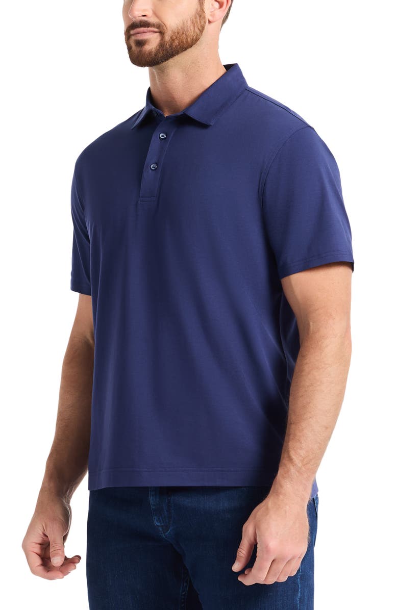 Robert Graham Furlan Solid Stretch Cotton Polo, Alternate, color, Navy