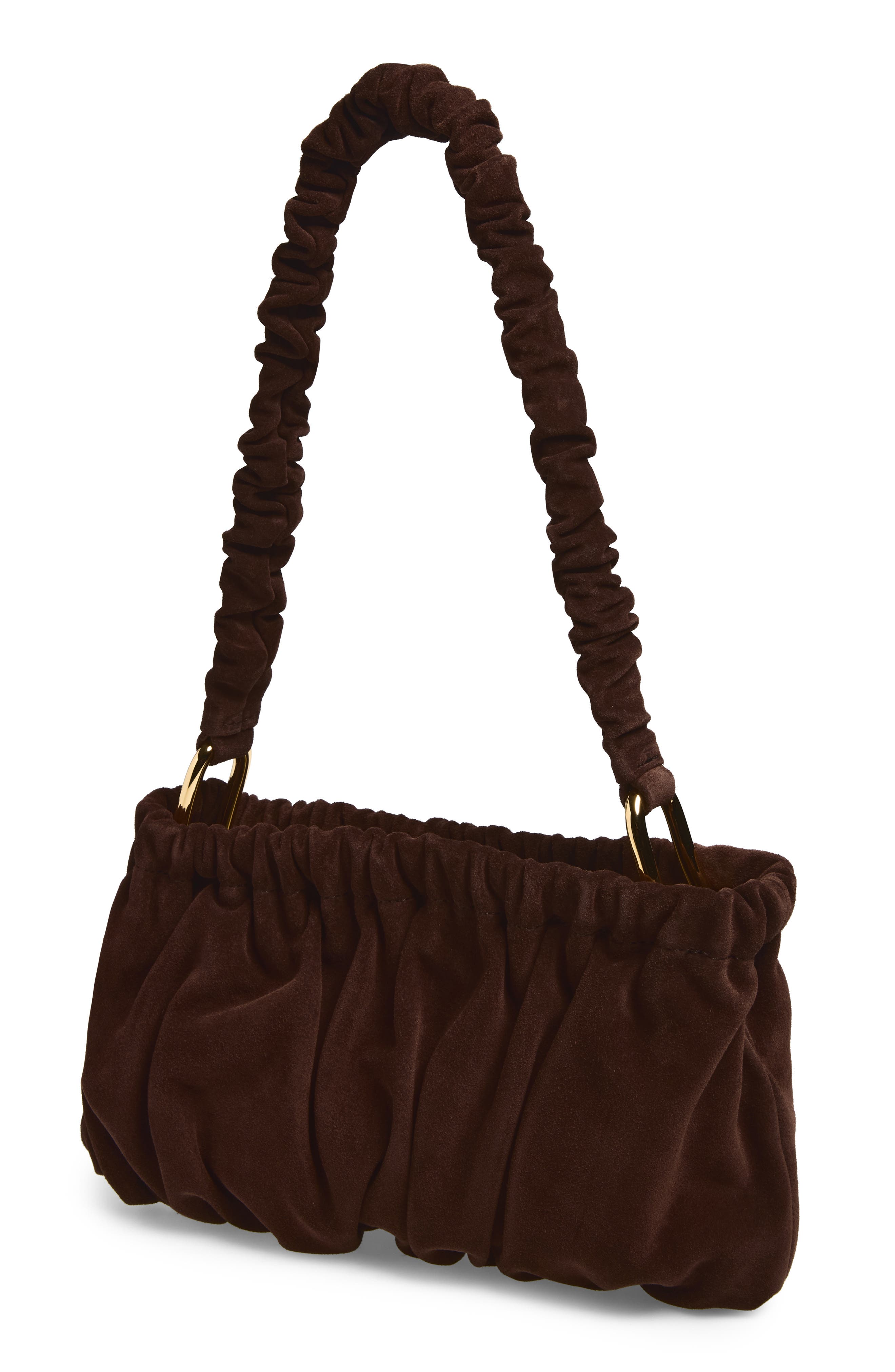 Ruched Suede Leather Clutch, Alternate, color, 00M82 BRAMBLE