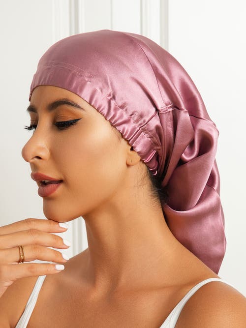 Silksilky Pure Silk Elasticated Bonnet In Pink