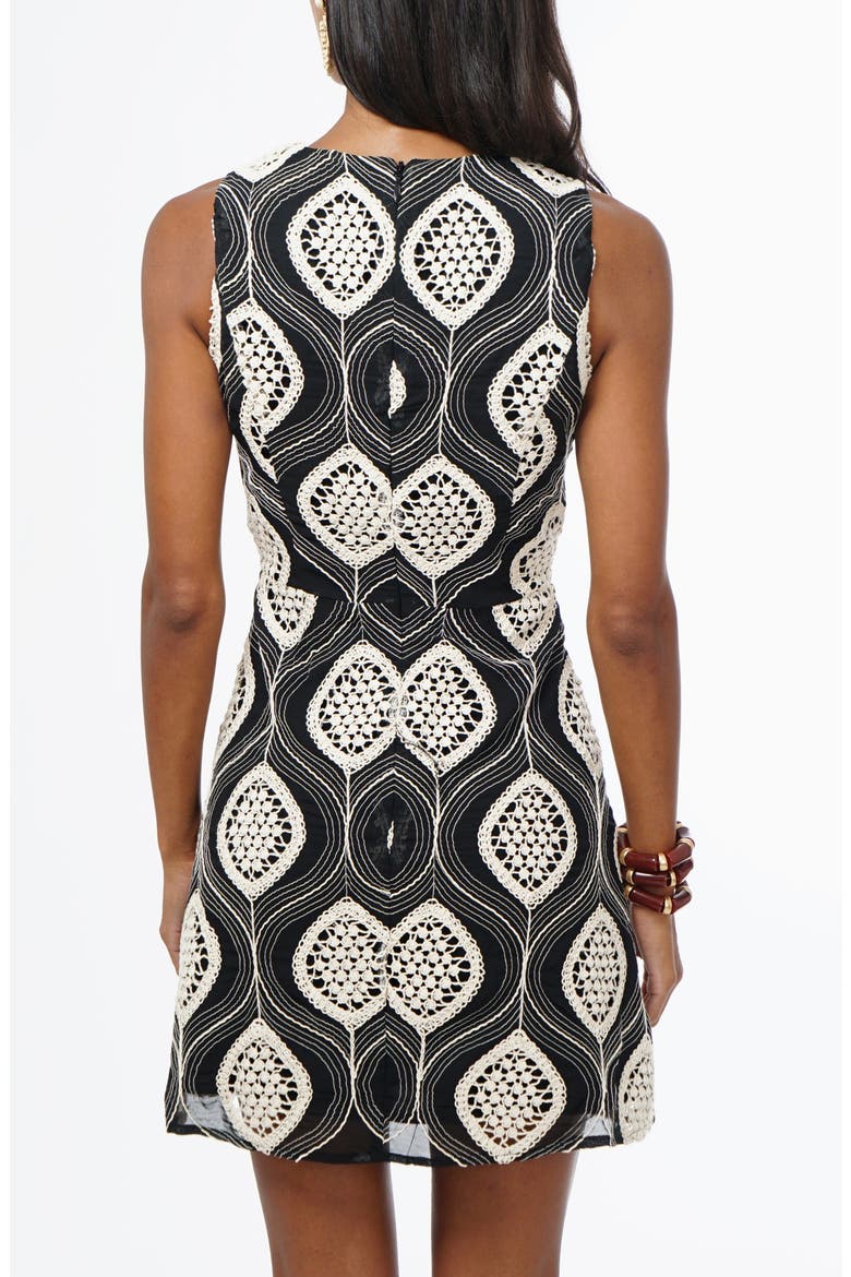 Naisha Embroidered Minidress, Alternate, color, BLACK/ CREAM