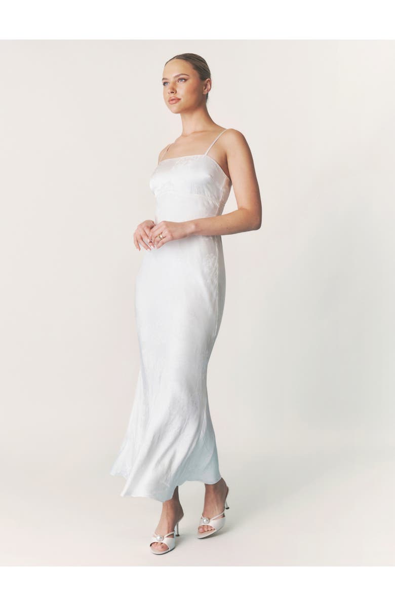 Six Stories Paloma Satin Floral Jacquard Maxi Dress, Alternate, color, Ivory