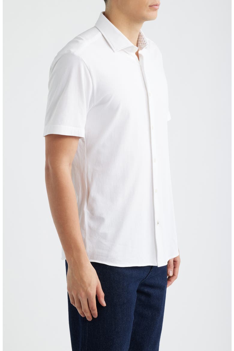Roan Stretch Cotton Button-Up Shirt, Alternate, color, WHITE