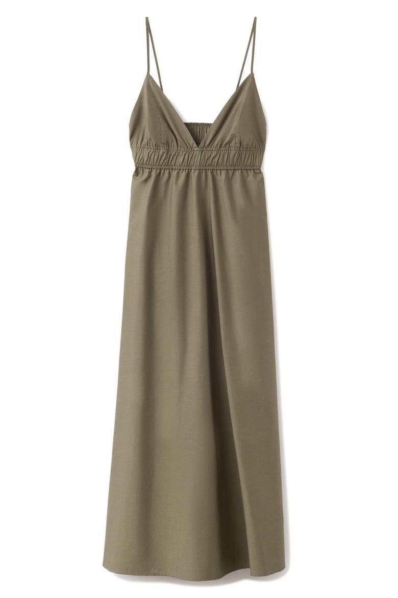V-Neck Shirred Lyocell Blend Dress, Alternate, color, GREEN