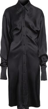 TOTEME Slouch Long Sleeve Crepe Satin Midi Shirtdress