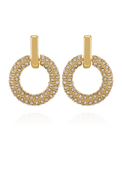 Pavé Crystal Hoop Drop Earrings
