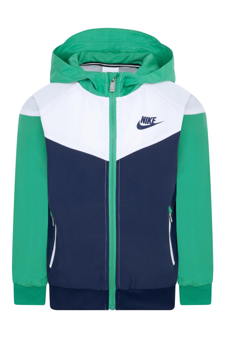 Kids' Windrunner Water Resistant Hooded Jacket, Main, color, STADIUM GREEN