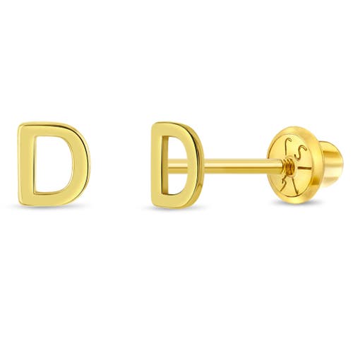 In Season Jewelry 14k Itsy Bitsy Initial Letter Earrings In Letter D