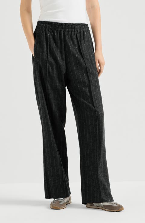 Comfort Virgin Wool Dazzling Chalk Stripe Track Trousers