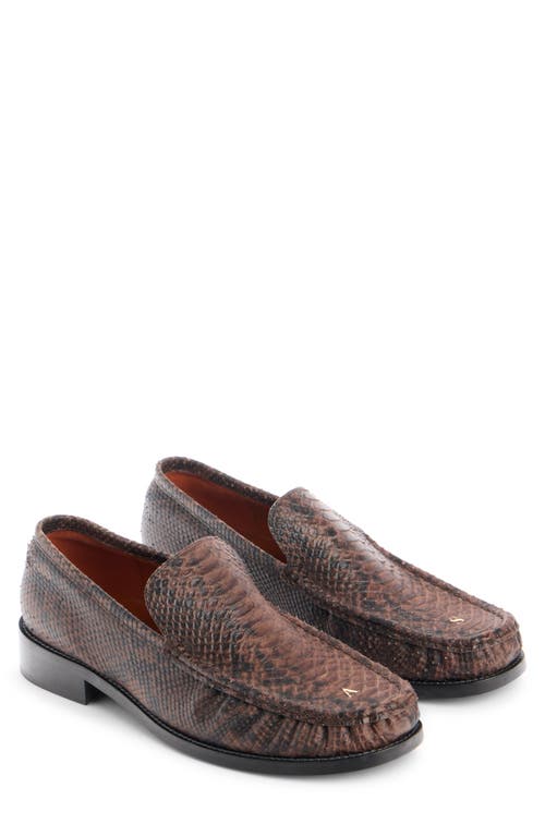 Acne Studios Boafer Python-effect Leather Loafers In Brown