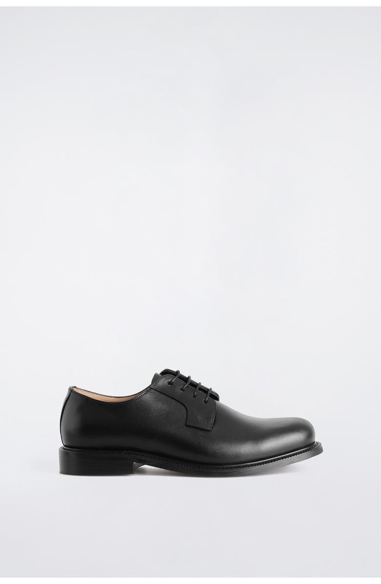 COS Leather Derby Shoes, Main, color, Black