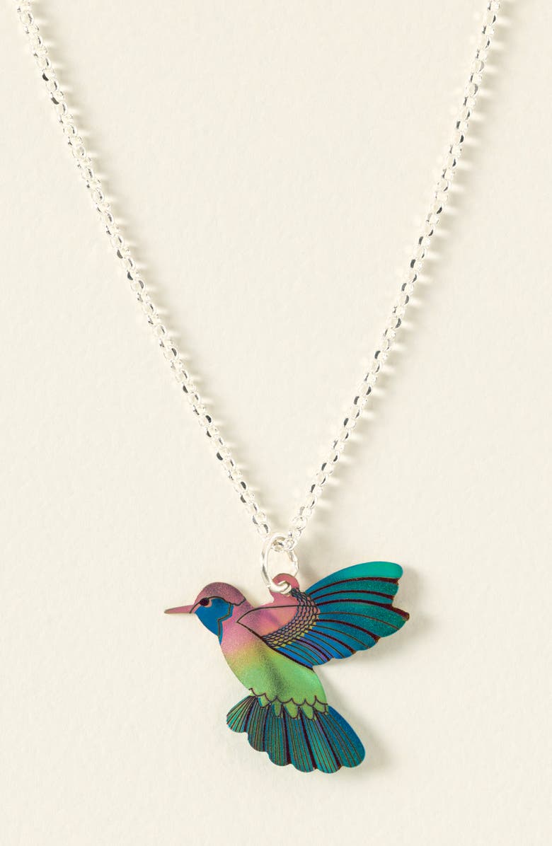 Uncommon Goods Iridescent Joyous Hummingbird Necklace, Main, color, Multi