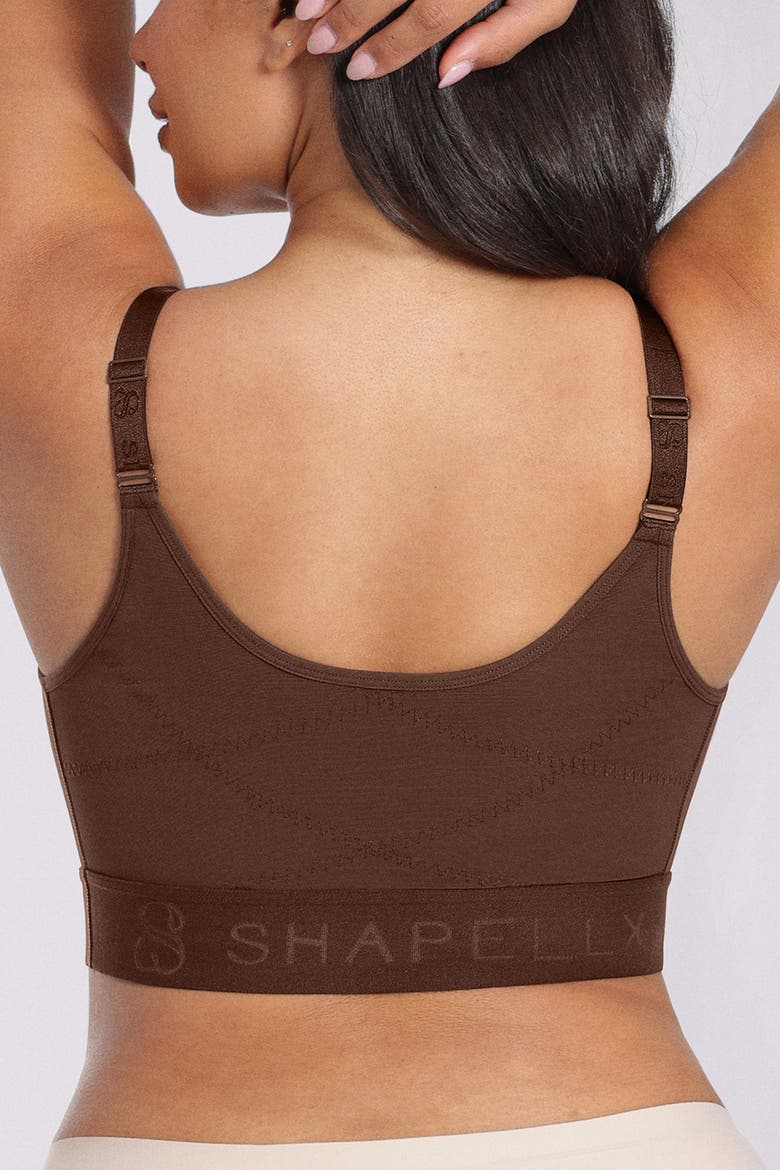 Wireless Front Closure Back Smoothing Unlined Adjustable Strap Everyday Bra, Alternate, color, Brown