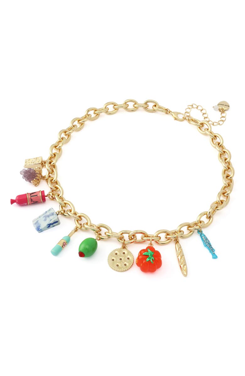 Betsey Johnson Charcuterie Charm Frontal Necklace, Alternate, color, 