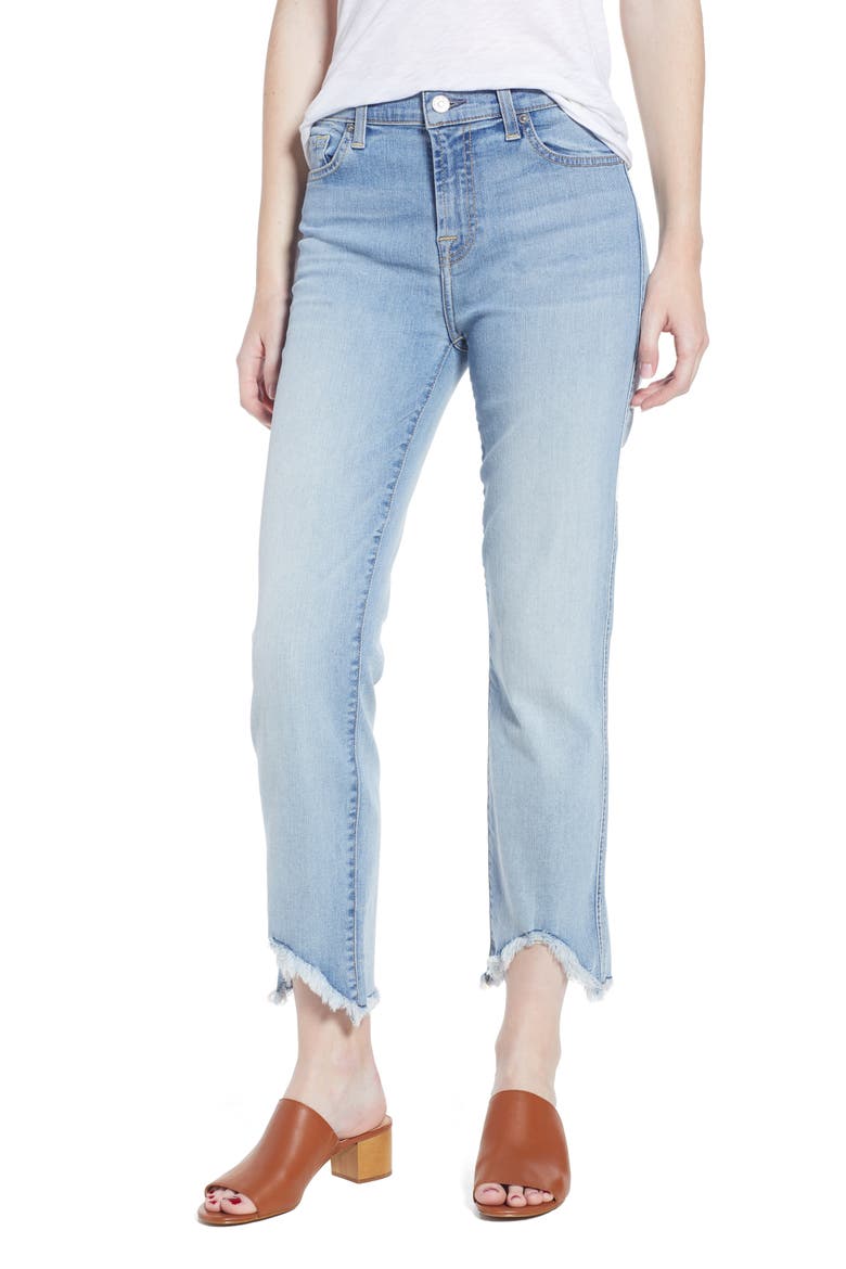 Edie Wave Hem Straight Leg Jeans, Main, color, LIGHT STAR