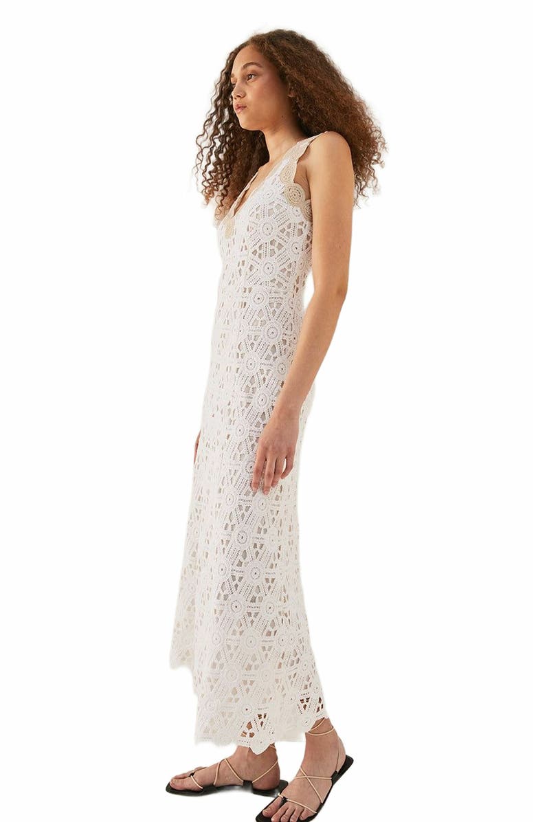Rebecca Taylor Macrame Midi Dress, Alternate, color, Milk