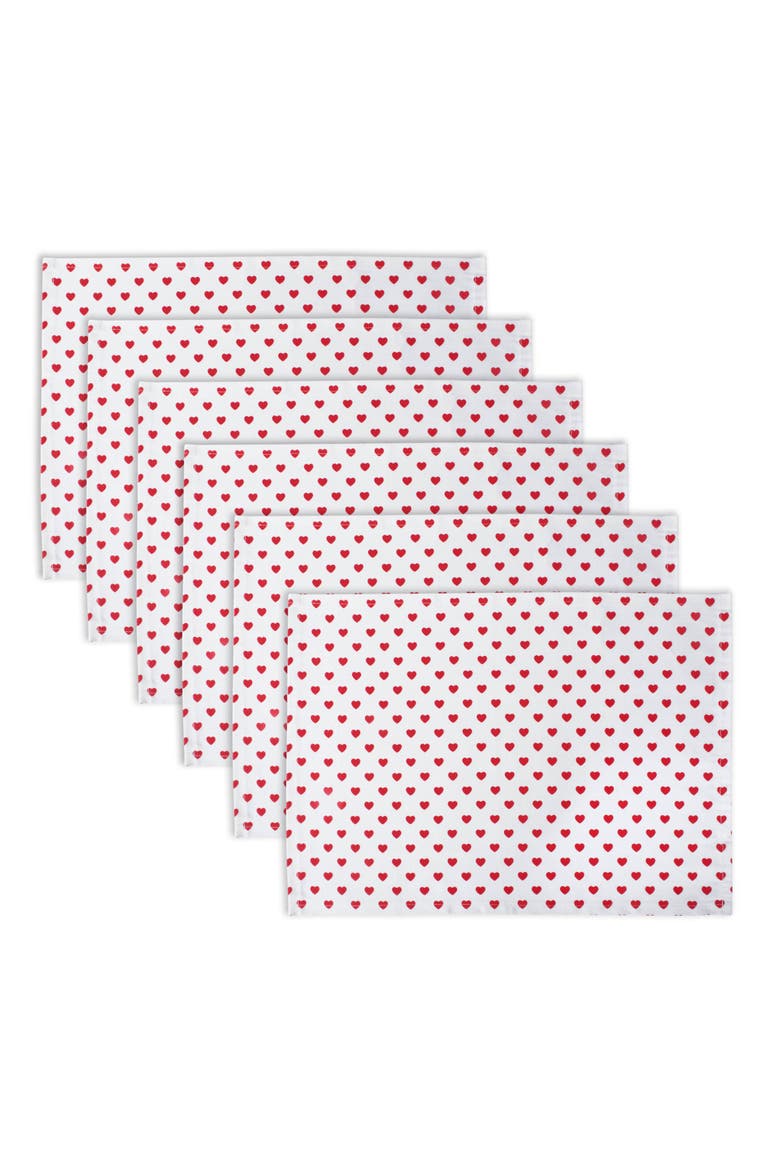 Lil Hearts Ribbed Placemats Set/6, Main, color, Lil Hearts