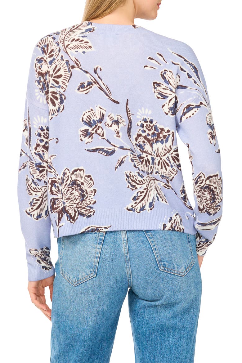 Floral Crewneck Sweater, Alternate, color, ZEN BLUE