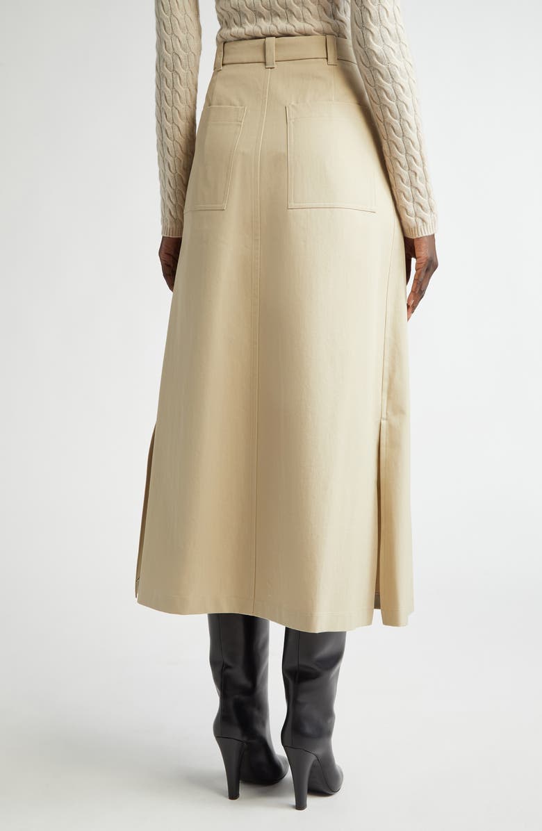 Altuzarra Mack Pleated Cotton Twill Midi Skirt, Alternate, color, Sapling