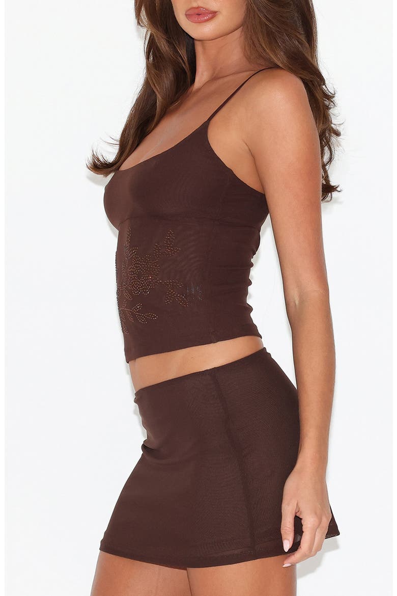 Octavia Floral Embellished Mesh Camisole, Alternate, color, CHOCOLATE