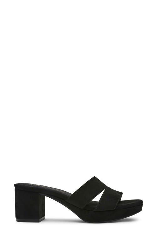 Anne Klein Women's Palmer Slip On Block Heel Dress Sandals In Black Suede