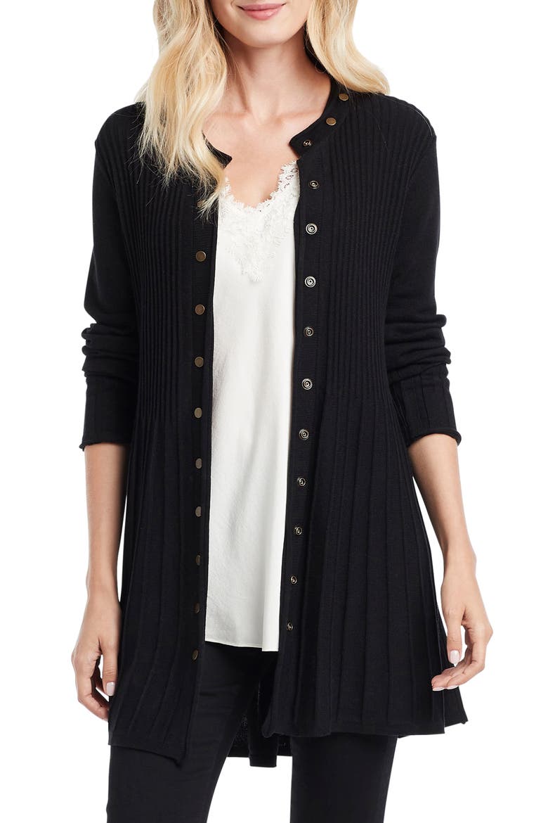 Rivet Flared Cardigan, Main, color, BLACK ONYX