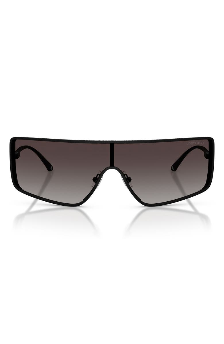 Jimmy Choo 140mm Gradient Rectangular Shield Sunglasses, Main, color, Matte Black / Grey Gradient