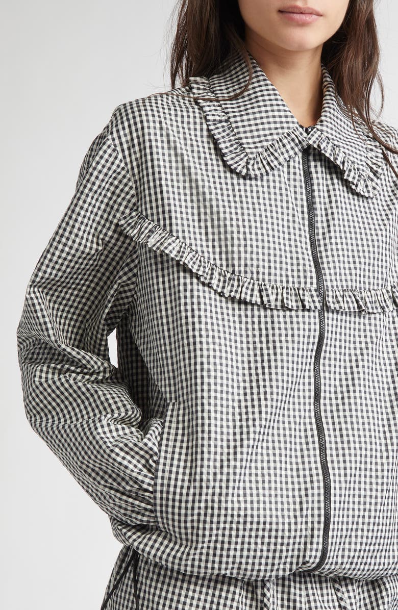 Tanner Fletcher Gender Inclusive Archie Ruffle Trim Track Jacket, Alternate, color,