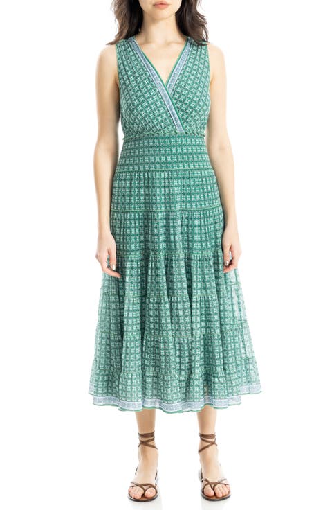 V-Neck Sleeveless Mesh Midi Dress