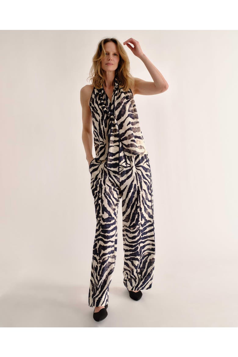 Mia Wide-Leg Linen Pant, Alternate, color, Painted Zebra