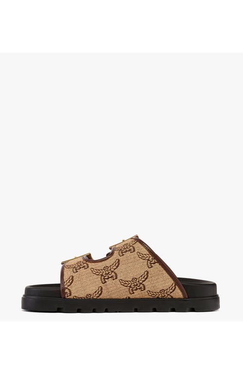 Mcm Sandals In Lauretos Raffia Jacquard In Brown