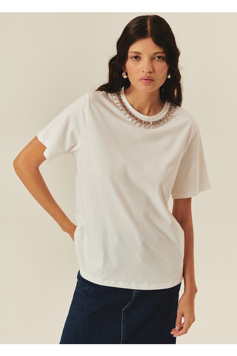 Sunny Embellished T, Main, color, WHITE