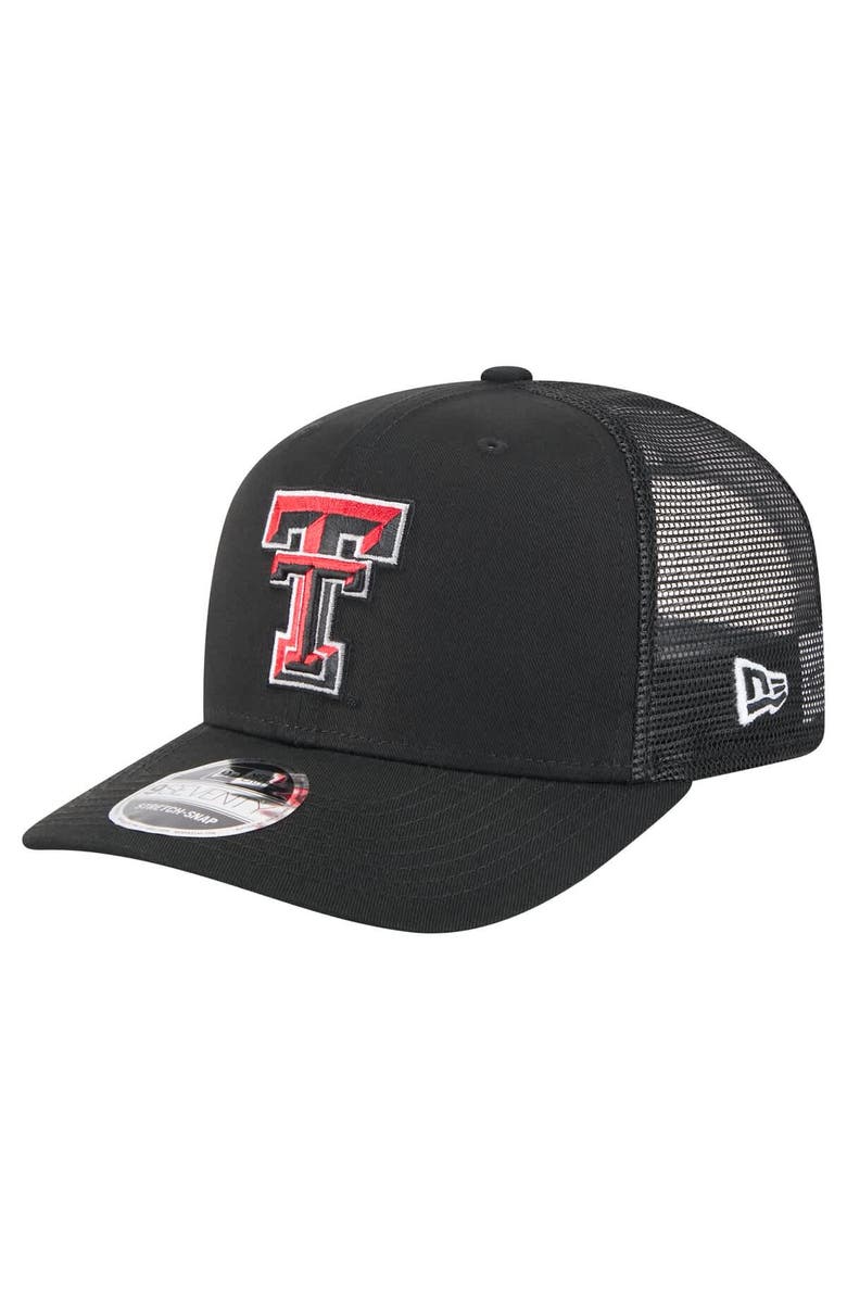 New Era Men's New Era Black Texas Tech Red Raiders Primary 9SEVENTY Trucker Stretch-Snap Hat, Main, color, 