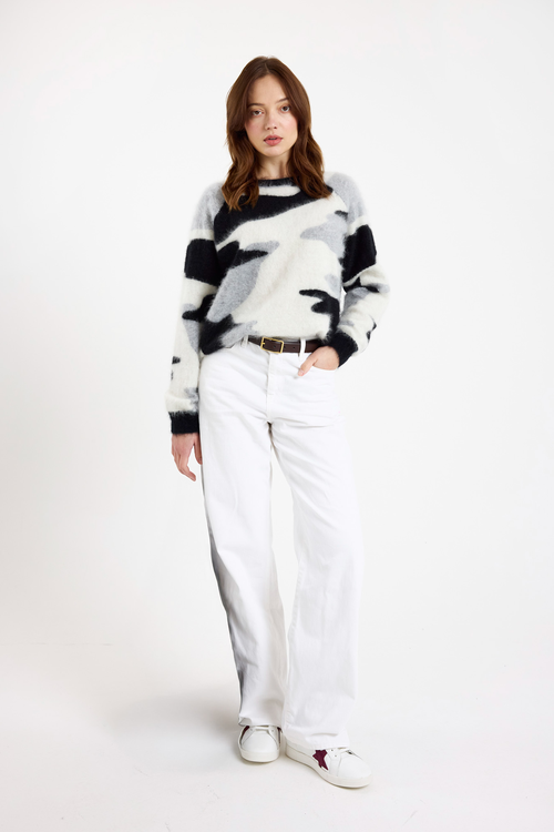 Brodie Pure Cashmere Brodie Brushed Camo Cashmere Jumper In Black