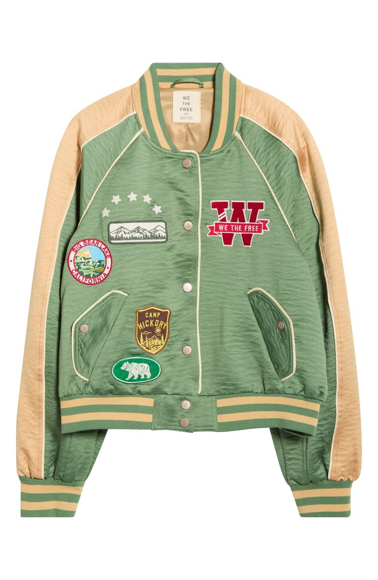 Free People Star Power Souvenir Jacket, Alternate, color, Vintage Green Combo