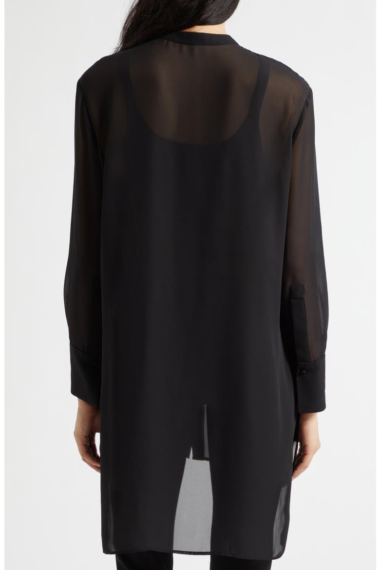 Black Techno Sheer Georgette Tunic, Alternate, color, SOLID BLACK