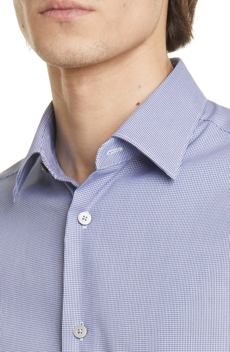 Z Zegna Extra Slim Fit Houndstooth Stretch Button-Up Shirt, Alternate, color,
