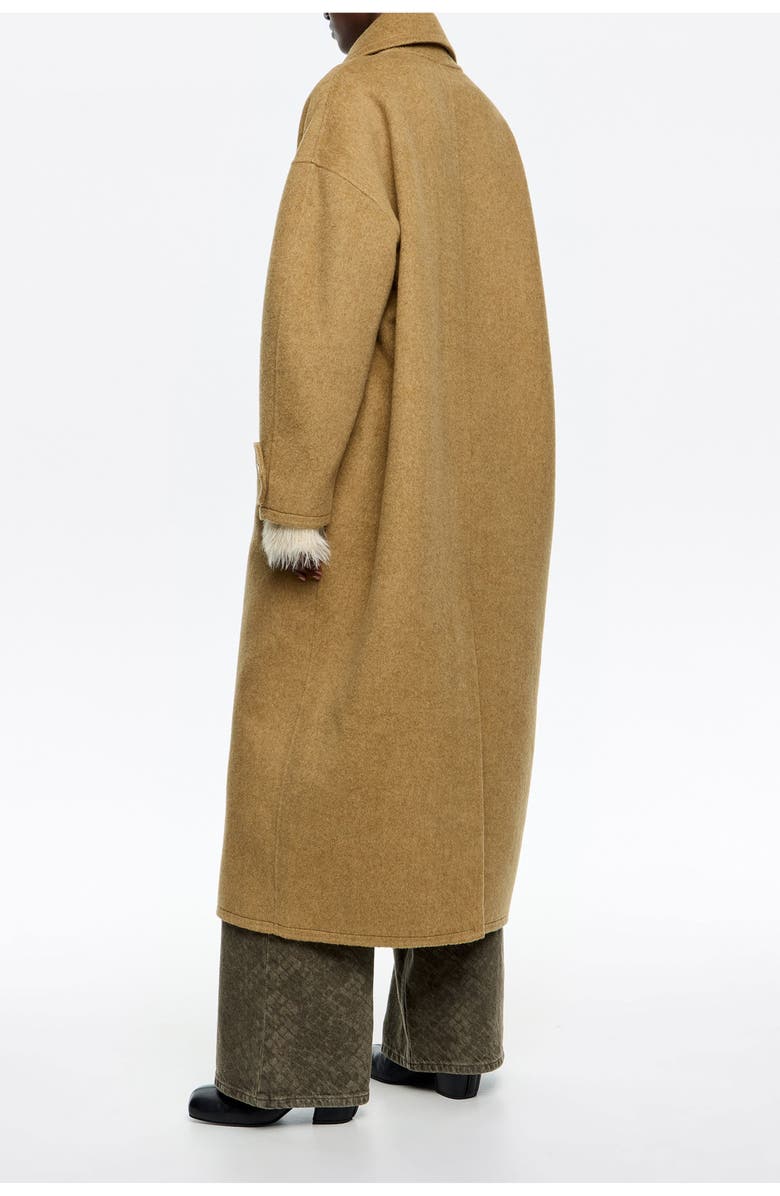 Bimba y Lola Ocher Double-Face Maxi Lapel Long Coat, Alternate, color, Ochre