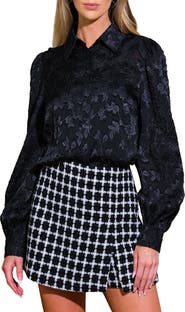 FLYING TOMATO Floral Jacquard Long Sleeve Button-Up Shirt