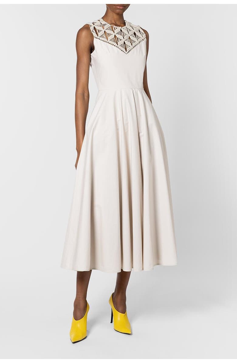 Roksanda Helin Cotton Macrame Detail Dress, Alternate, color, Dusty White