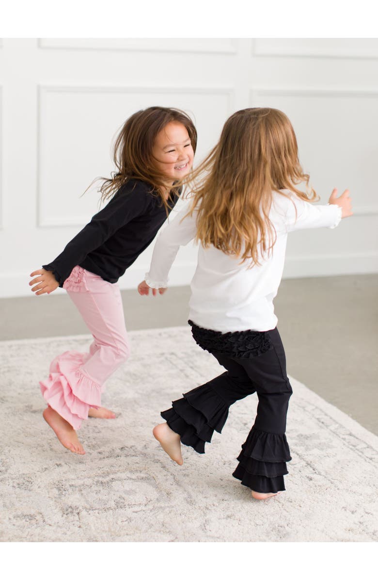 RuffleButts Baby/Toddler Girls Ruffle Flare Pants, Alternate, color, Black