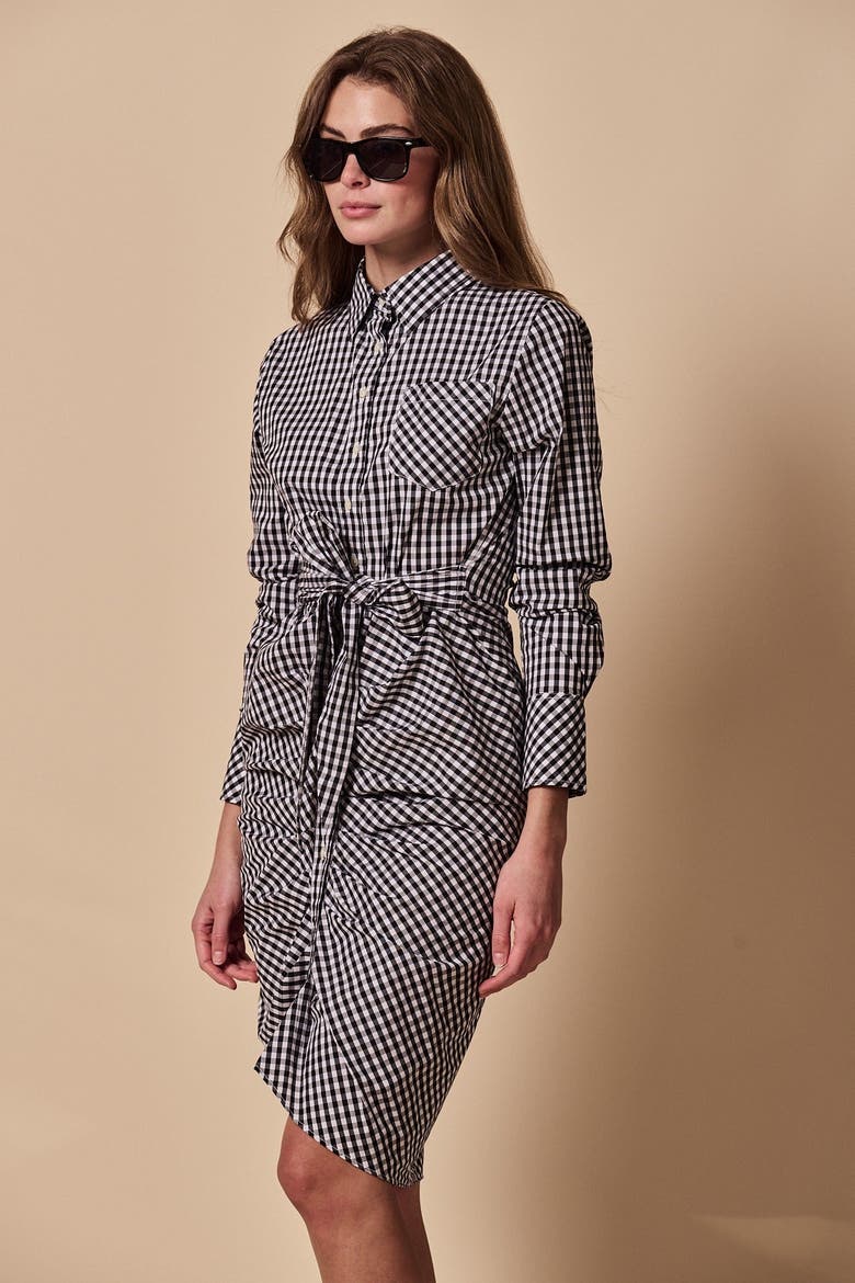 The Wrap Front Dress, Alternate, color, Black Check