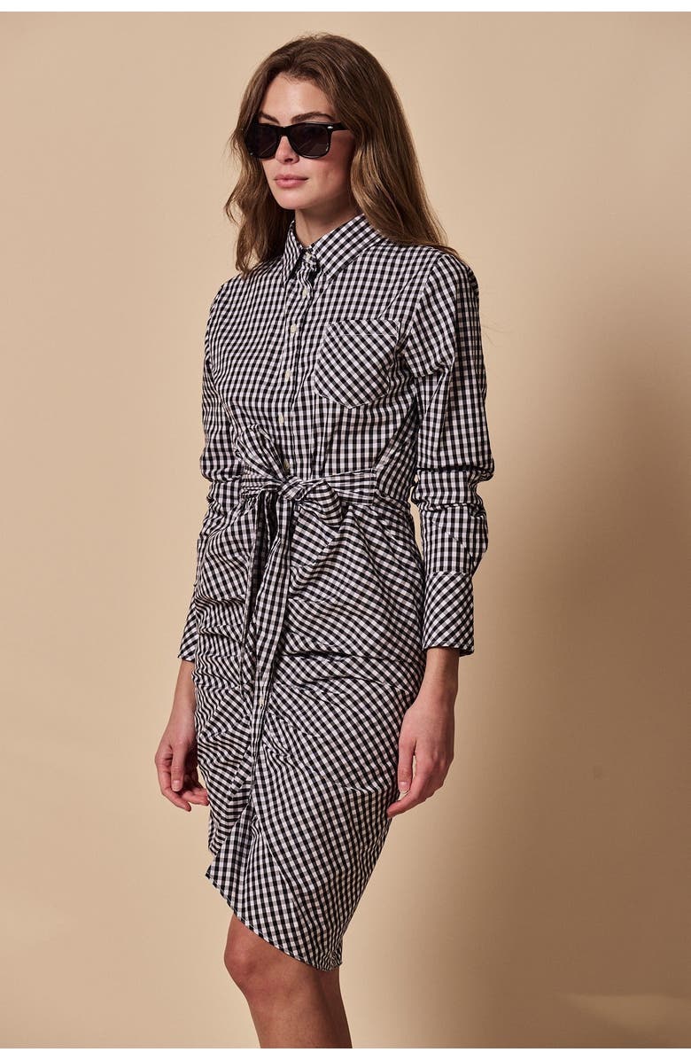 The Shirt by Rochelle Behrens The Wrap Front Dress, Alternate, color, Black Check