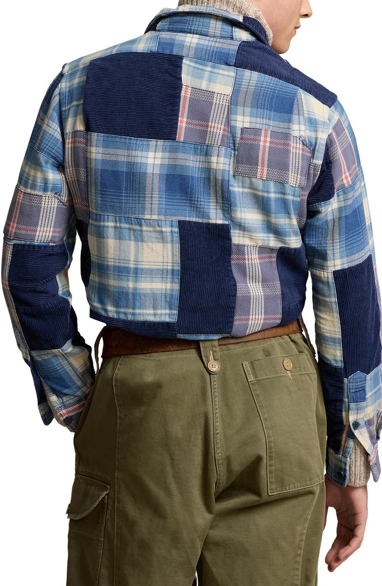 Polo Ralph Lauren Plaid & Corduroy Patchwork Long Sleeve Camp Shirt, Alternate, color, 